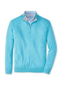 NWT- Peter Millar Crown Mens Crest Quarter Zip Radiant Blue Pullover Sweater XXL - Picture 1 of 7
