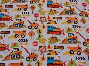 Michael Miller Fabrics Tot Town Dig It Construction Vehicles 1yd x 44" - Picture 1 of 6