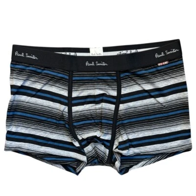 Nuevo con etiquetas Paquete Único de Calzoncillos Boxer Largos Paul Smith Negro Púrpura Rayas Grandes Foto 1 de 4