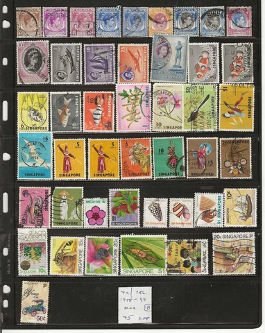SINGAPORE...Sc #4a/786...Mint & Used...1948/97...45 Different...Many TOPICALS Cover