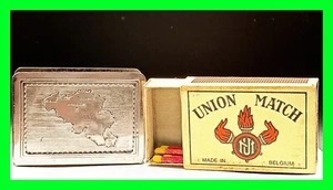 Antique Match Box Holder With Map Of Belgium And Union Match Box From Belgium - Picture 1 of 8