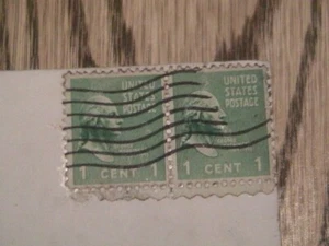 US VINTAGE 20 CENT, 2 X 1 CENT STAMPS, IN 1900 BOOK EMERSON COMPLETE PROSE WORKS - Picture 1 of 9