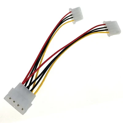 IDE Y Splitter Cable 4pin Male to Dual Female PC HDD DVD Drive Molex Power 12V - Image 1 of 4