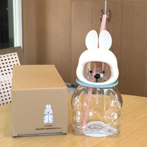 New Starbucks China 2024 Mid-Autumn Festival Rabbit Bear 20oz Glass Straw Cup - Picture 1 of 5