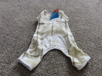 НОВЫЙ МАЛЕНЬКИЙ ЯРКИЙ ЖИЗНИ ПРАЗДНИК РОЖДЕСТВА СЛОНОВОЙ КОСТИ И БЕЖЕВЫЙ КЛЕТКУ СОБАКИ CAT ДОМАШНИХ ЖИВОТНЫХ ПИЖАМЫ - Изображение 1 из 4