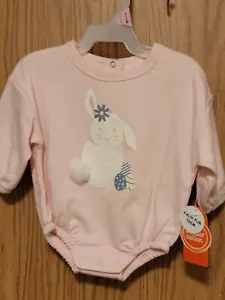 Wonder Nation Baby Girls Long Sleeved Easter Bodysuit With Bunny~Size 0-3 Months - Picture 1 of 3