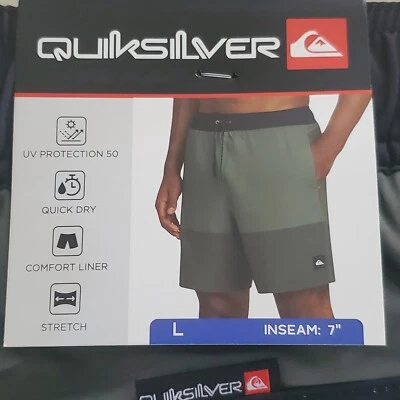 NUEVOS PANTALONES CORTOS DE NATACIÓN DE VOLEIBOL VERDE QUIKSILVER GRANDES PARA HOMBRE CON CORDÓN CON FORRO Foto 1 de 4