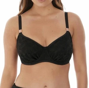 Fantasie Marseille Bikini Top Black Sz 32DDD Gathered Full Cup Crochet 6680 New - Picture 1 of 11