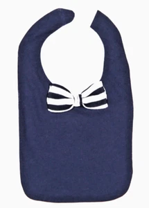 Rabbit Skins Baby Bib Bow-tie Burp Cloth, Navy/White Stripes UNISEX - Picture 1 of 2