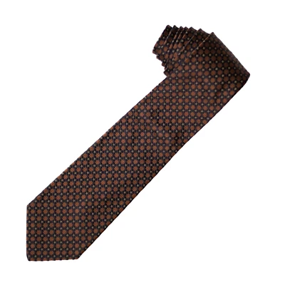 Corbata Luciano Barbera Repp para hombre jacquard de seda negra y marrón floral hecha a mano Italia Foto 1 de 4
