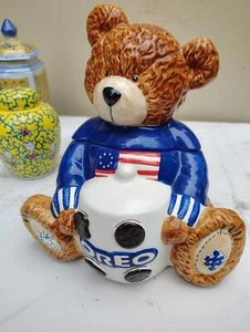 Oreo Teddybär Keksdose patriotische Flagge 2002 Vintage 6. in Serie Kraft Lebensmittel - Bild 1 von 5