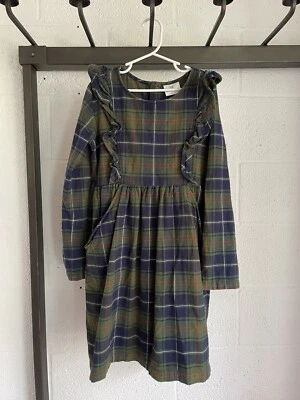 EUC Hanna Andersson Plaid Flannel Dress 140 US 10 Christmas Holiday Green Navy - Image 1 of 4