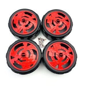 4 Knex Reifen Kunststoff 2,25" rot/schwarz massiv (einteilig) - K'nex Teile - Bild 1 von 4