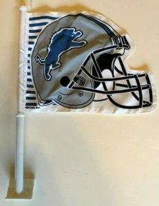 DETROIT LIONS NFL FOOTBALL TWO SIDED VINTAGE HELMET CAR FLAG NEW/MINT - Picture 1 of 2
