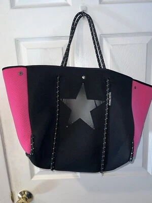 Неопреновая звезда трансформируемый сумка с короткими ручками большой со съемной косметичкой черный розовый - Изображение 1 из 4