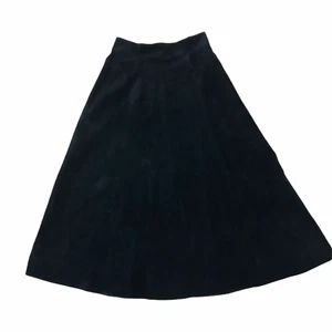 Positano Elle Black Suede Panel A Line Flared Midi Maxi Skirt Vintage Sz 8 USA - Picture 1 of 9