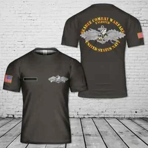 Custom Name US Navy Seabee Combat Warfare Enlisted Badge T-Shirt 3D - Picture 1 of 2