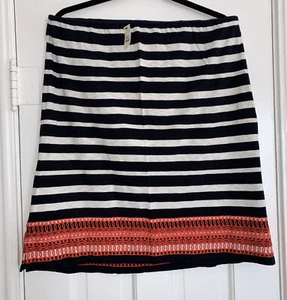 Talbots Women's size Of Navy~White~Orange 100% cotton Knee Length Skirt - Picture 1 of 3