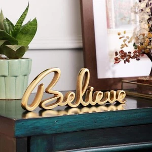 Believe Sign Tabletop Freestanding Metal Words Table Centerpiece Word Signs - Picture 1 of 5