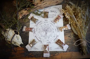 8 Sabbat Incense & Wheel of the Year Poster Wicca Pagan - Picture 1 of 13