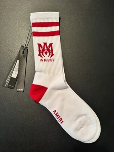 Amiri Bianco e ROSSO M.A. Calze a costine LOGO Crew taglia 43-44 (taglia 10-11) NUOVE - Foto 1 di 4