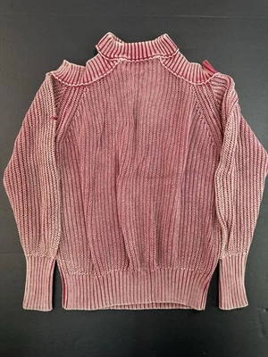 Sudadera Free People Mujer Pequeña Hombro Frío Gruesa Tejido Suéter Rosa Foto 1 de 4