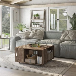 Furniture of America Richwood 31.5 in. Reclaimed Oak Square Wood Coffee Table - Picture 1 of 7