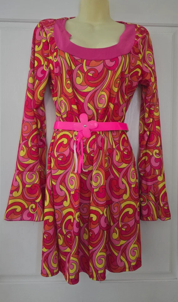 VESTIDO/CINTURÓN Dream Girl Go Go Años 70 Groovy Retro Halloween Talla/XL Foto 1 de 4