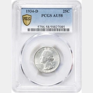 1934 D Washington Quarter PCGS AU58 - Picture 1 of 4