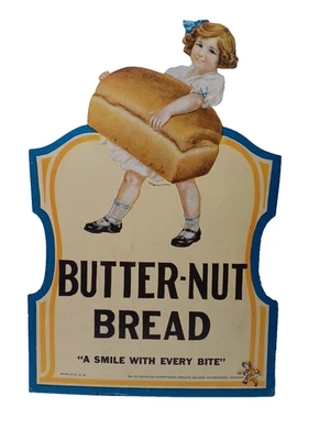 Original Butter-Nut Bread Die Cut Advertising Sign Smile Every Bite RRP 155 - Image 1 of 4