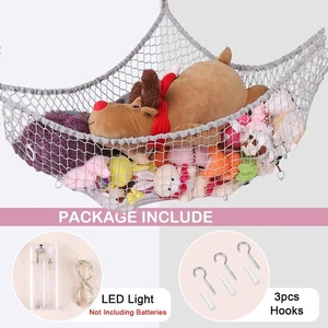 Jumbo Toy Hammock, Stuffed Animals & Toy Storage Hammock Net 72" Multiple Colors - Picture 1 of 10