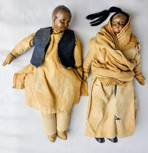 Pair of Vintage Skookum Native American Dolls about 10" - Picture 1 of 14