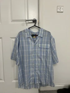 Van Heusen Men' Short-sleeved Casual Shirt StripeBlue Size M/L - Picture 1 of 7