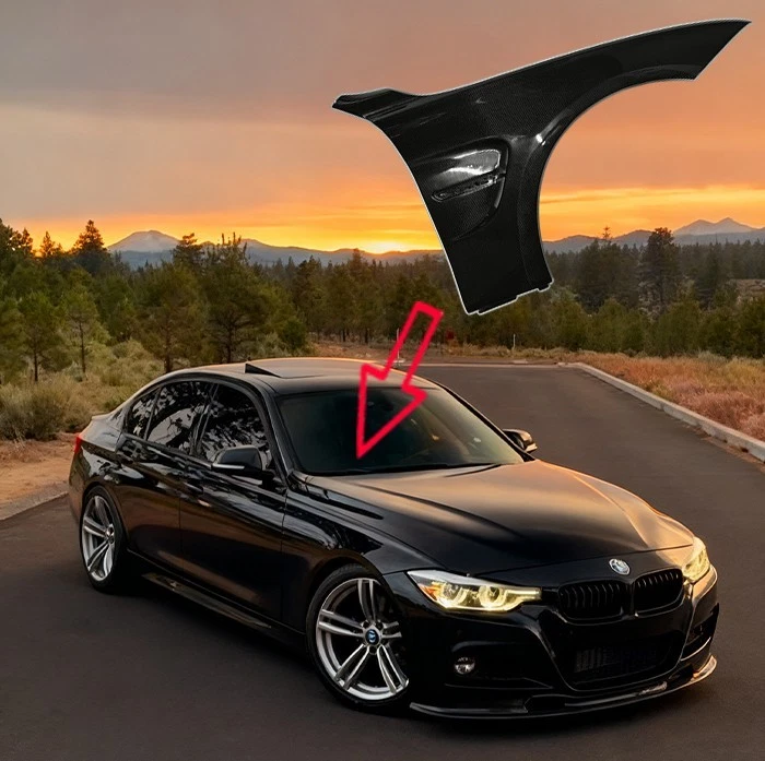 Carbon Fiber Side Front Bumper Fender Pair For BMW F30 3 Series - Image 1 of 4