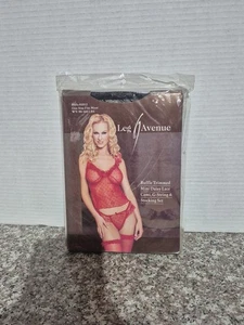 Cami Leg Avenue 81012 Negro Volantes Recortado Mini Margarita Encaje, Tanga Talla Única - Imagen 1 de 2