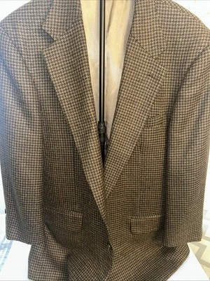 Abrigo deportivo Oscar De La Renta para hombre 42R marrón pata de gallo lana de corderos sin ventilación Foto 1 de 4