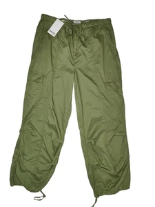 Kensie Cargo Parachute Pants Olive Green Adjustable Hem And Waist 12/31 NWT - Picture 1 of 8