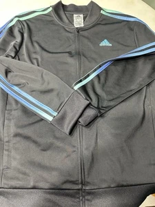 Adidas schwarze Jungen Jacke mit Reißverschluss Ombré gestreift Größe 18 - Bild 1 von 5