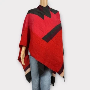 Ann Taylor LOFT Dark Red Black Purple Tan Southwestern Print Oversized Wrap - Picture 1 of 9