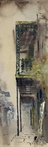 Robert M. Rucker (1932–2001), Vintage Aquarell, Stadt Straßenszene (2) - Bild 1 von 9