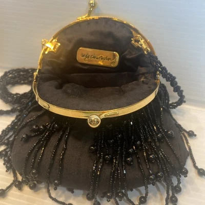 Inge Christopher Pequeño Bolso sin asas Muñequera Bandolera Borlas Cartera-Negro Foto 1 de 4