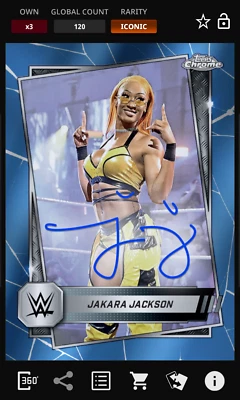 Topps WWE Slam 2025 Jakara Jackson Chrome Blue Signature 150cc Iconic DIGITAL - Image 1 of 2