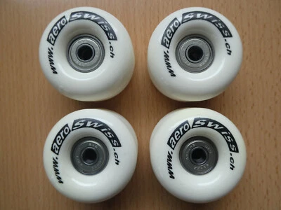 4 Stück Skateboard-Rollen mit Abec 1 Lagern reinweiss aero swiss 54x35 93A black