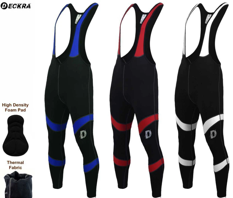 Mens Cycling Bib Pants Winter Bicycle Thermal Padded Tight Biking Bib Tights - Image 1 of 1