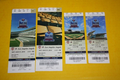 Minnesota Twins Ticket Stub | August 21 2010 | Torii Hunter Hit Jim Thome Hit Cover