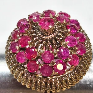 14k Gold Natural Ruby Princess Harem Ring Birthstone Cocktail Dome Size 5 - Picture 1 of 10