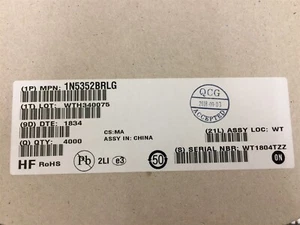 1N5352BRLG ON SEMI 1N5352B DIODE ZENER 6.2V 5W AXIAL ROHS 60 PIECES - Picture 1 of 1