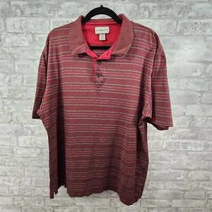 Cutter & Buck Mens Red Striped Polo Size Large - Picture 1 of 6