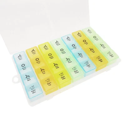 1x Weekly Pill Box Organizer 4 Times a Day 7 day Organizer Case Medicine Storage - Image 1 of 4