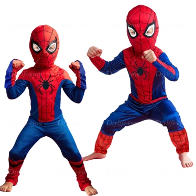 Kids SpiderMan Cosplay Costume Boys Tobey Maguire Outfit Jumpsuit Clothes 3-7Age - Image 1 of 4